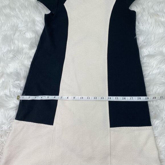 Anthropologie Maeve Corby Colorblock Shift Dress Black Cream Size S - Picture 14 of 16